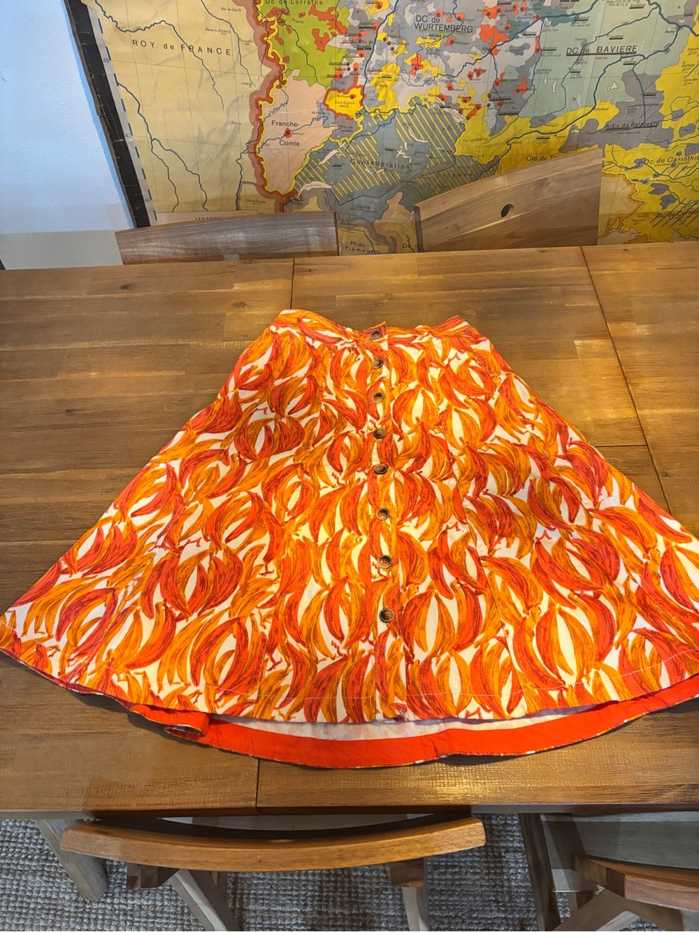 Anthropologie banana Button-Front Circle Skirt